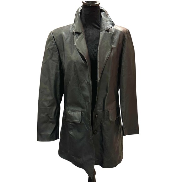 Newport News Jackets & Blazers - Newport News Leather Blazer Size M Black Vintage Mid Length Jacket Matrixcore